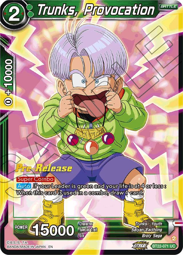 Trunks, Provocation #BT22-071 — Critical Blow Pre-Release Cards