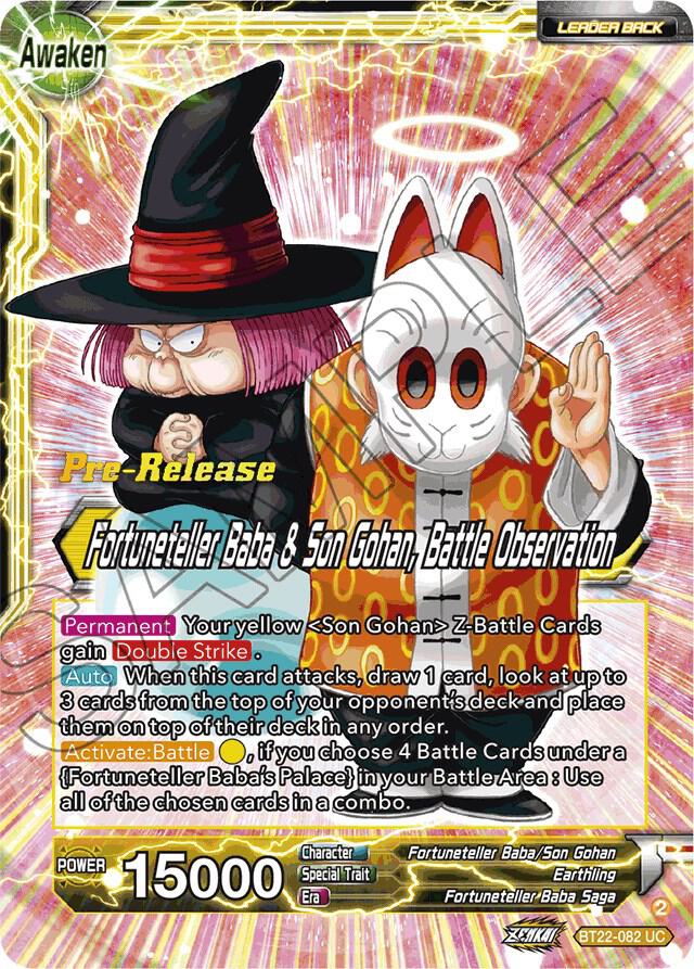 Fortuneteller Baba // Fortuneteller Baba & Son Gohan, Battle Observation #BT22-082 — Critical Blow Pre-Release Cards