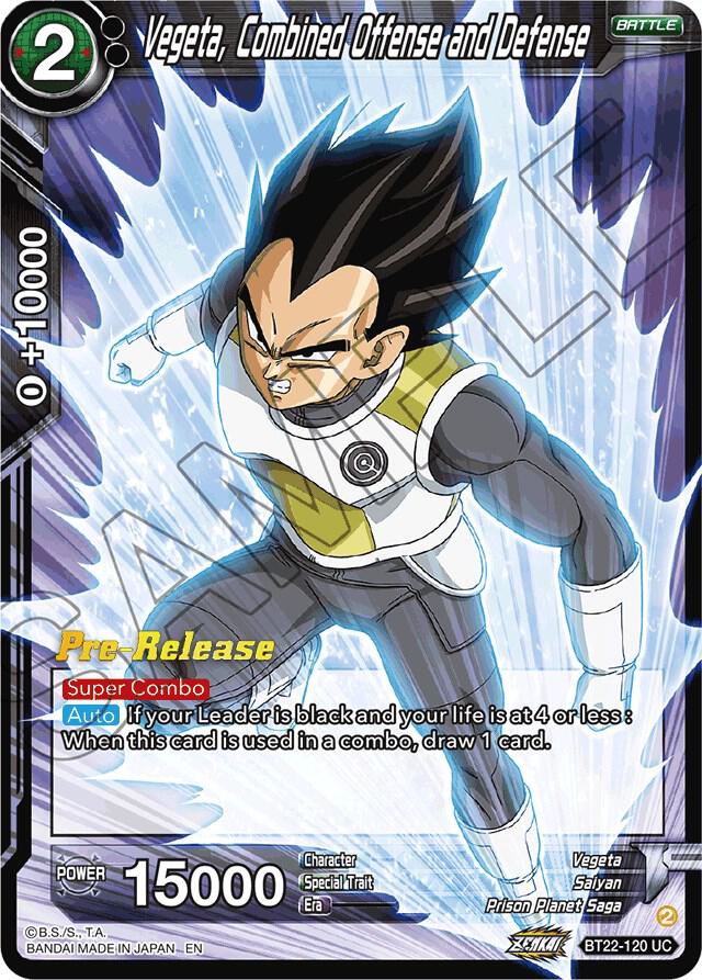 Vegeta, Combined Offense and Defense #BT22-120 — Critical Blow Pre-Release Cards