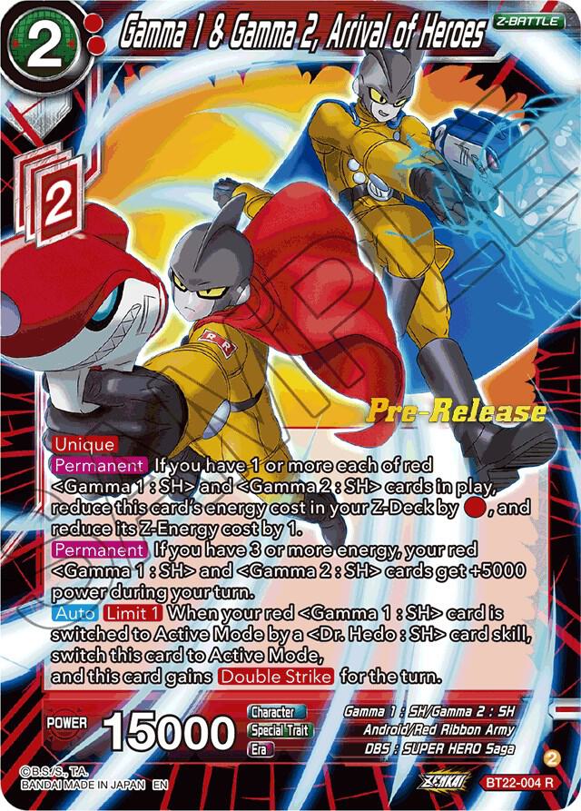 Gamma 1 & Gamma 2, Arrival of Heroes #BT22-004 — Critical Blow Pre-Release Cards