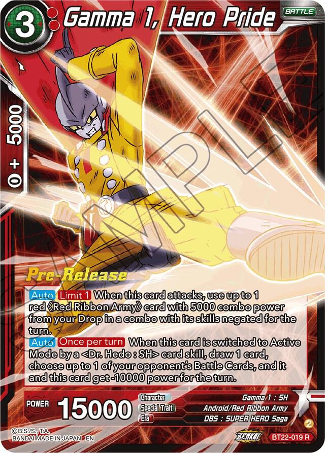 Gamma 1, Hero Pride #BT22-019 — Critical Blow Pre-Release Cards