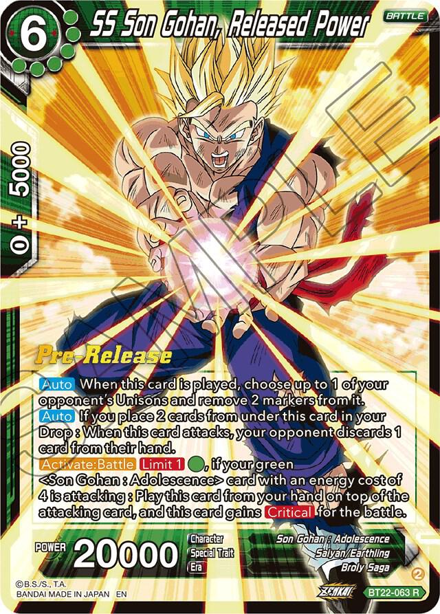 SS Son Gohan, Released Power #BT22-063 — Critical Blow Pre-Release Cards