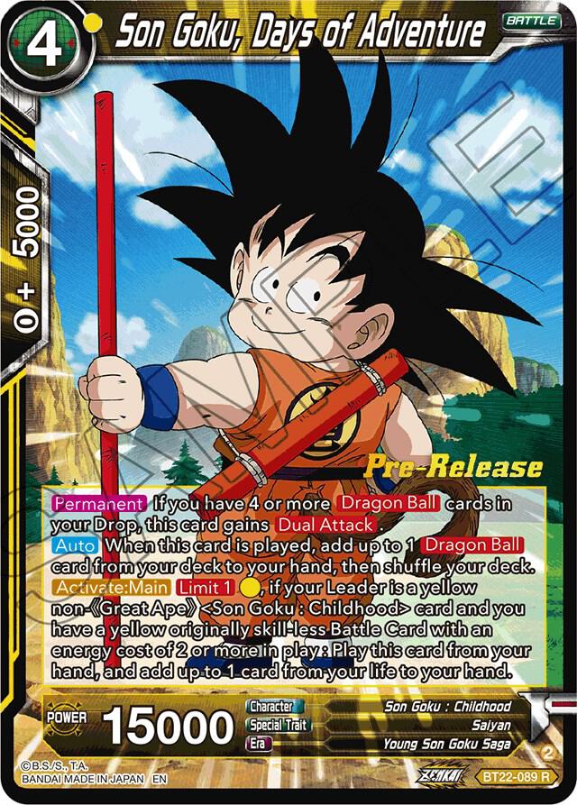Son Goku, Days of Adventure #BT22-089 — Critical Blow Pre-Release Cards