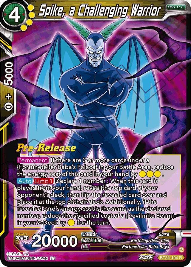 Spike, a Challenging Warrior #BT22-104 — Critical Blow Pre-Release Cards