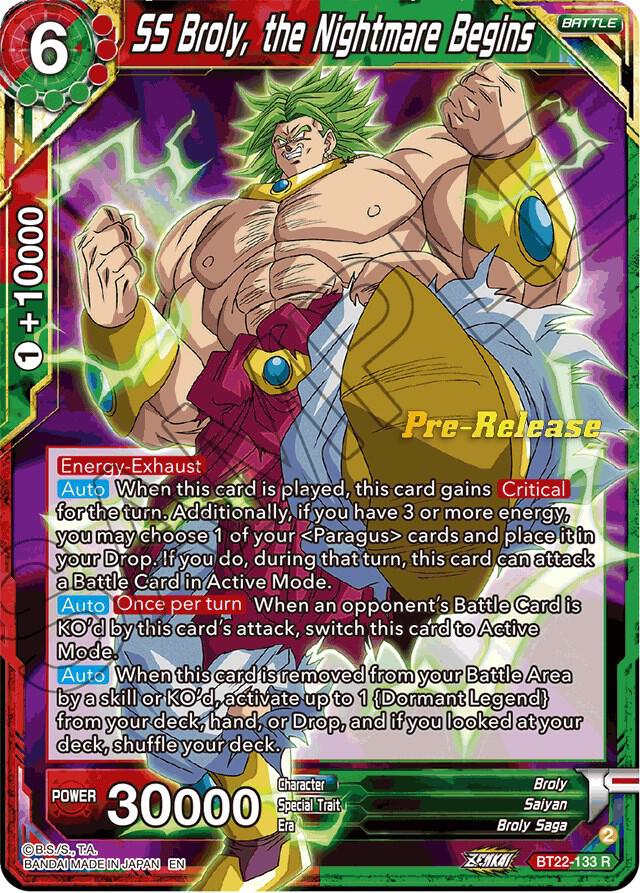 SS Broly, the Nightmare Begins #BT22-133 — Critical Blow Pre-Release Cards
