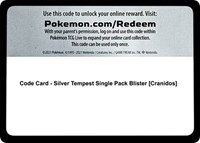 Code Card - Silver Tempest Single Pack Blister [Cranidos] from SWSH12: Silver Tempest Pokemon card image