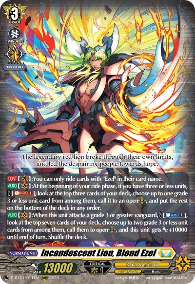 Incandescent Lion, Blond Ezel