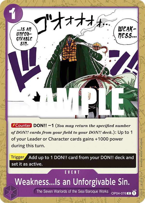 WeaknessIs an Unforgivable Sin onepiece card