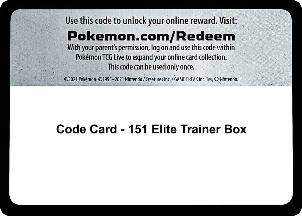 Code Card - 151 Elite Trainer Box - SV: Scarlet & Violet 151