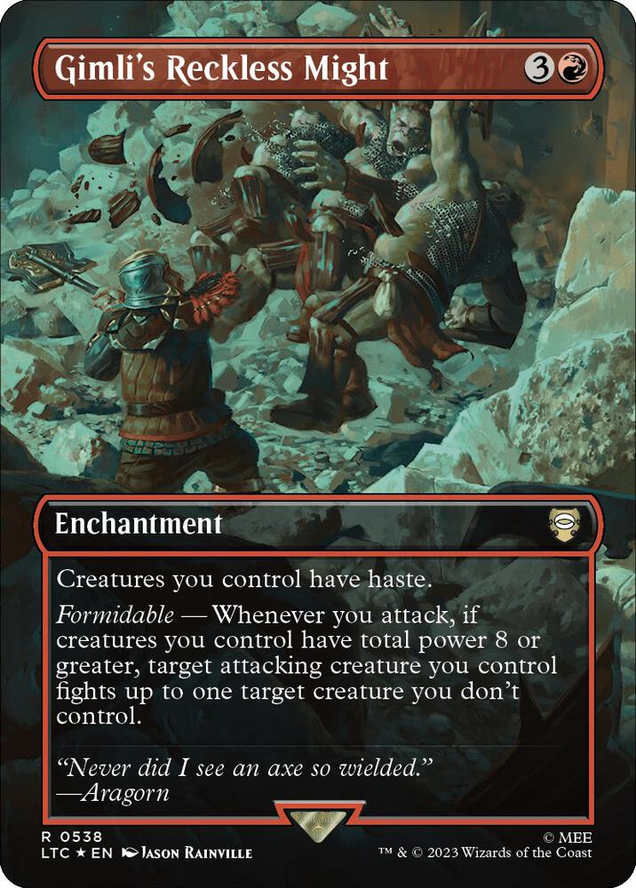 Gimli's Reckless Might (Borderless) (Surge Foil) - Commander: The