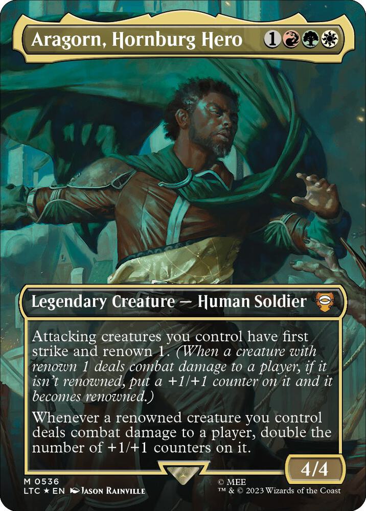 Aragorn, Hornburg Hero (Borderless) (Surge Foil) - Commander: The