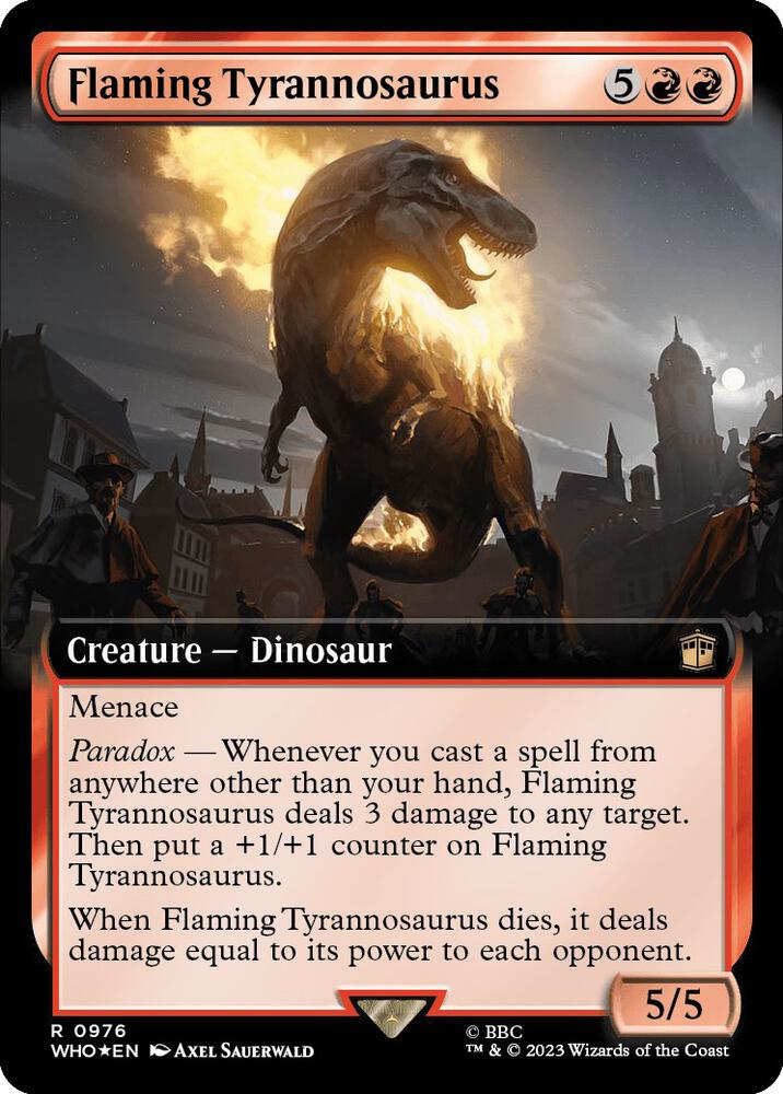 Flaming Tyrannosaurus (Extended Art) (Surge Foil) - Universes