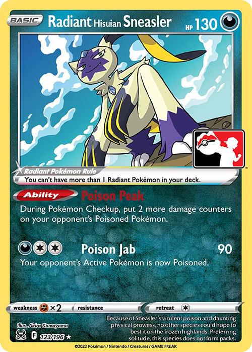Radiant Hisuian Sneasler 123/196 from Prize Pack Series Cards
