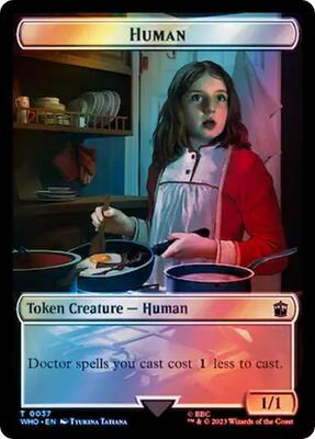 Human (0037) // Food (0057) Double-Sided Token (Surge Foil) 37 // 57 – Universes Beyond: Doctor Who (Token)