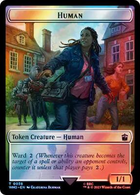 Human (0038) // Clue (0055) Double-Sided Token (Surge Foil) 38 // 55 – Universes Beyond: Doctor Who (Token)
