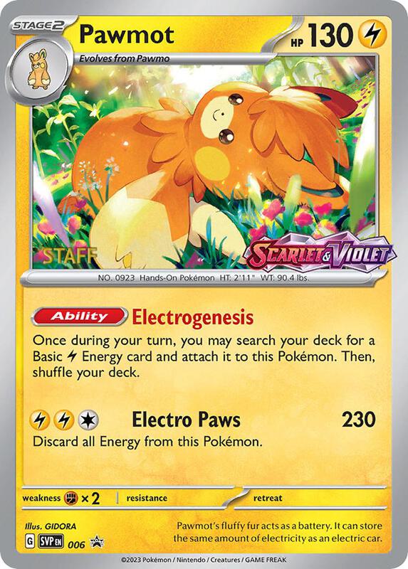 Pawmot - 006 (Prerelease) [Staff] 006 from SV: Scarlet & Violet Promo Cards