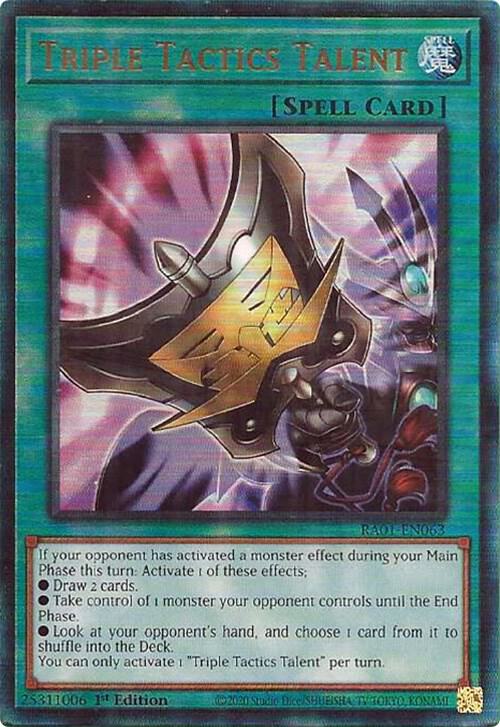 thumbnail image 2 of Triple Tactics Talent RA01-EN063 – 1st Edition Ultra Rare Mint Yu-Gi-Oh! Card 2 of 4