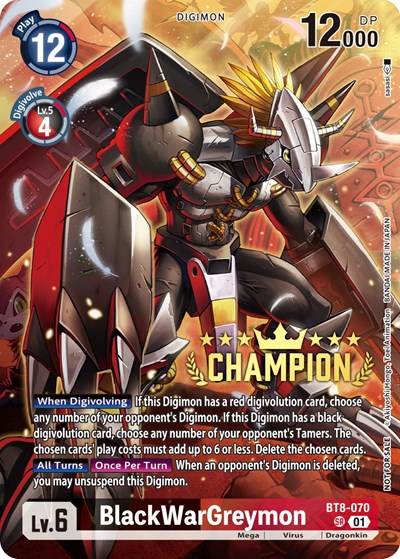 BlackWarGreymon (Digimon 3-On-3 Champion) New Awakening Super Rare Digimon card — value and price