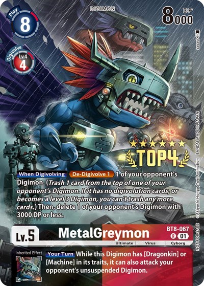 MetalGreymon (Digimon 3-On-3 Top 4) New Awakening Rare Digimon card — value and price