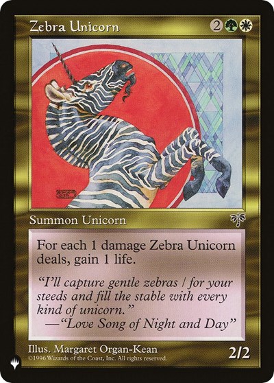 Zebra Unicorn (The List) from PLST #MIR-290, Magic: The Gathering card