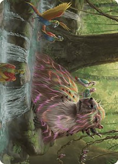 Basking Capybara Art Card Gold Stamped Signature