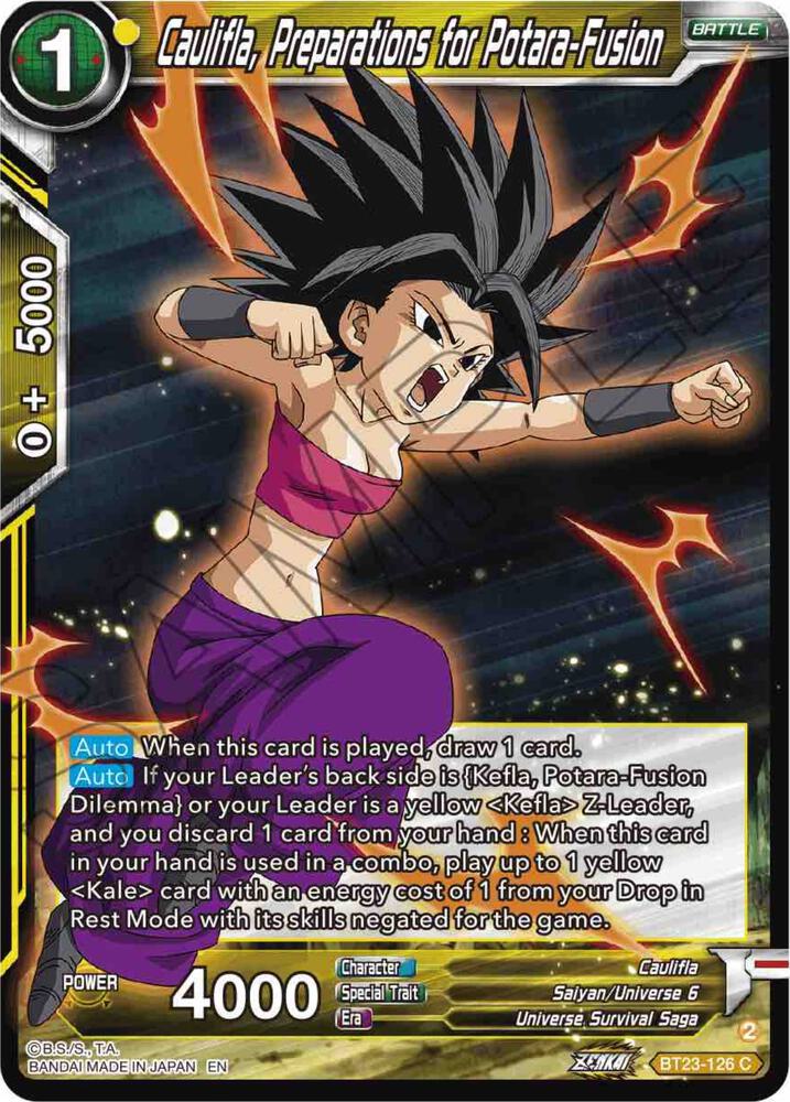 Caulifla, Preparations for Potara-Fusion - Perfect Combination