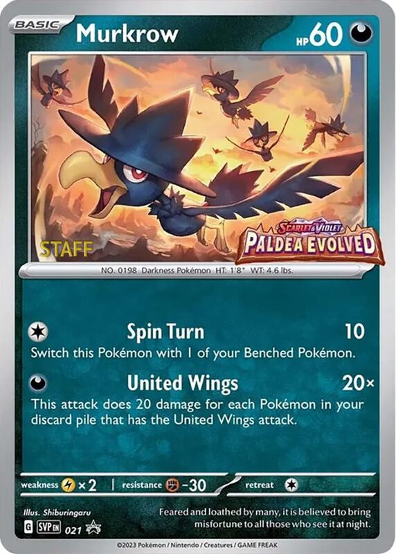 Murkrow - 021 (Prerelease) [Staff] 021 from SV: Scarlet & Violet Promo Cards