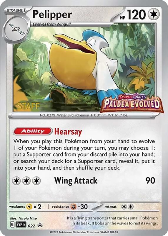 Pelipper - 022 (Prerelease) [Staff] 022 from SV: Scarlet & Violet Promo Cards