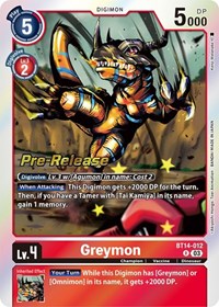 Greymon - Blast Ace Pre-Release Cards - Digimon card
