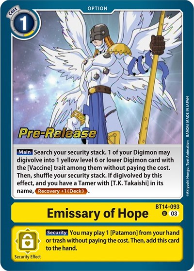 Emissary of Hope Blast Ace Pre-Release Cards Uncommon Digimon card — value and price