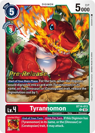 Tyrannomon Blast Ace Pre-Release Cards card price