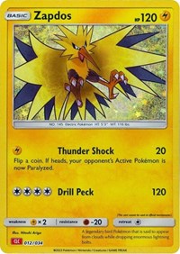 Zapdos #012/034 from Trading Card Game Classic Pokemon card image