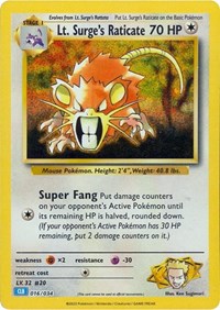 Lt. Surge's Raticate (Trading Card Game Classic)