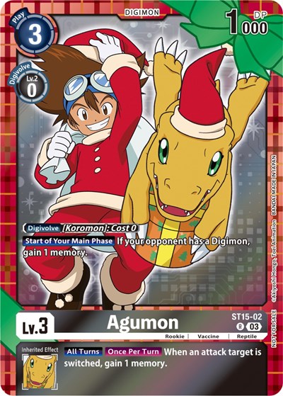 Agumon (Winter Holiday 2023) Starter Deck 15: Dragon of Courage Promo Digimon card — value and price