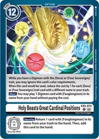 Holy Beasts Great Cardinal Positions - Animal Colosseum - Digimon card