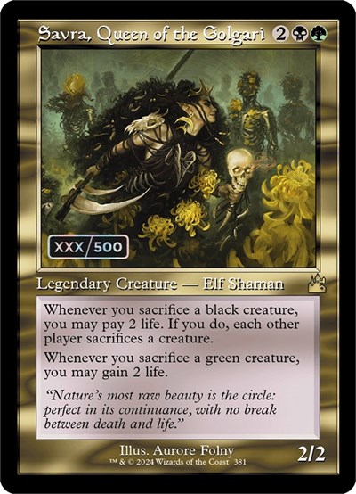 Savra, Queen of the Golgari (Retro Frame) (Serial Numbered)