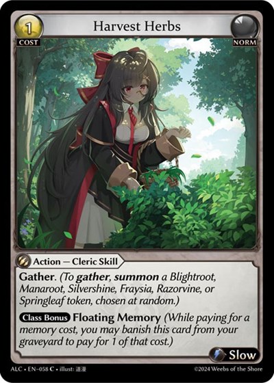 Harvest Herbs — Foil Alchemical Revolution Common Grand Archive card — value and price