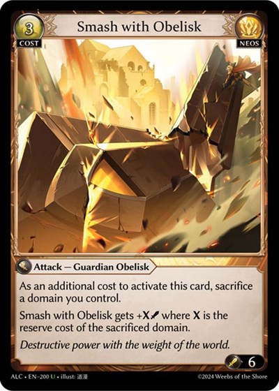 Smash with Obelisk — Foil Alchemical Revolution Uncommon Grand Archive card — value and price