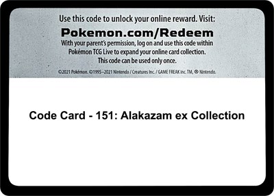 Code Card - 151: Alakazam ex Collection