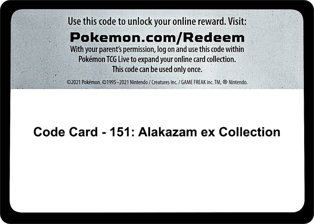 Code Card - 151: Alakazam Ex Collection