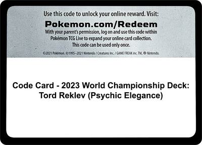 Code Card - 2023 World Championship Deck: Tord Reklev (Psychic Elegance)
