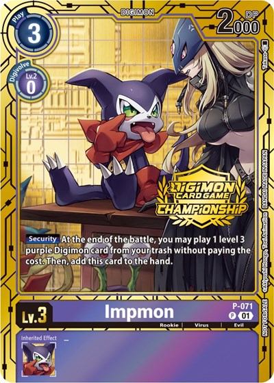 Impmon - P-071 (Championship 2023 Gold Card Set) Digimon Promotion Cards card price