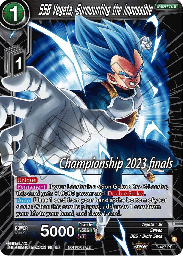 SSB Vegeta, Surmounting the Impossible (2023 Championship Finals Celebration Pack) #P-427 — Tournament Promotion Cards