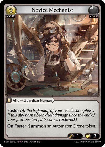 Novice Mechanist Promotional Cards Promo Grand Archive card — value and price