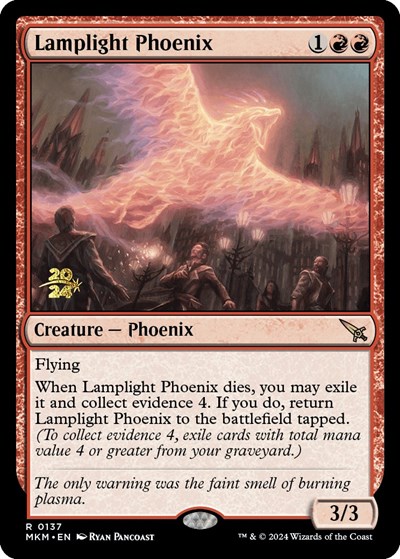 Lamplight Phoenix (Prerelease) from PMKM #137s, Magic: The Gathering card