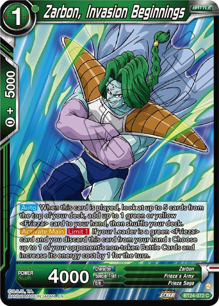 Zarbon, Invasion Beginnings - Beyond Generations - Dragon Ball