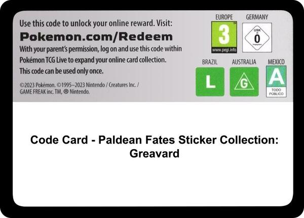 Code Card - Paldean Fates Sticker Collection: Greavard