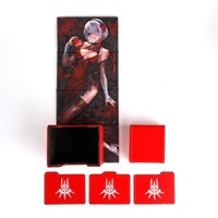 2B MINE Faux Leather Deck Box with Magnetic Dice Tray 2bonbon Red