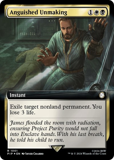 Anguished Unmaking (Extended Art, Surge Foil) from PIP #1001, Magic: The Gathering card