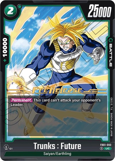 Trunks : Future - FB01-093 Awakened Pulse Pre-Release Cards Uncommon Dragon Ball card — value and price